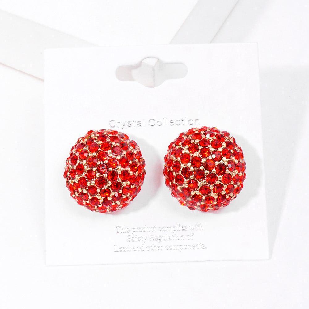 Rhinestone Embellished Dome Stud Evening Earrings - Jewelry Store by Erik Rayo