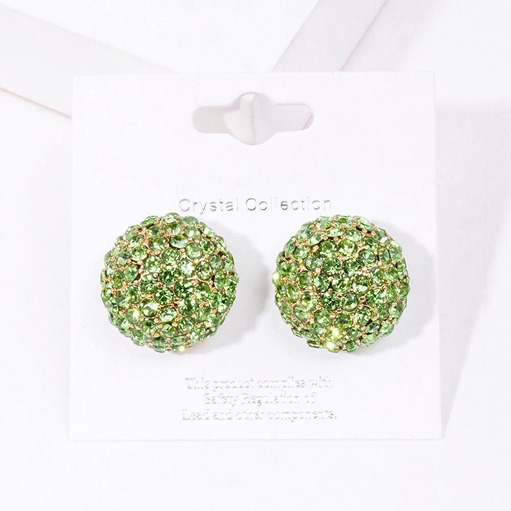 Rhinestone Embellished Dome Stud Evening Earrings - Jewelry Store by Erik Rayo