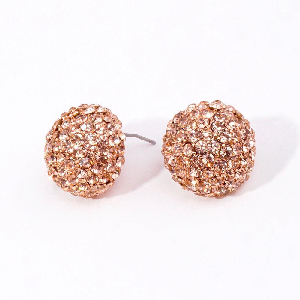 Pink Rhinestone Embellished Dome Stud Evening Earrings - Jewelry Store by Erik Rayo