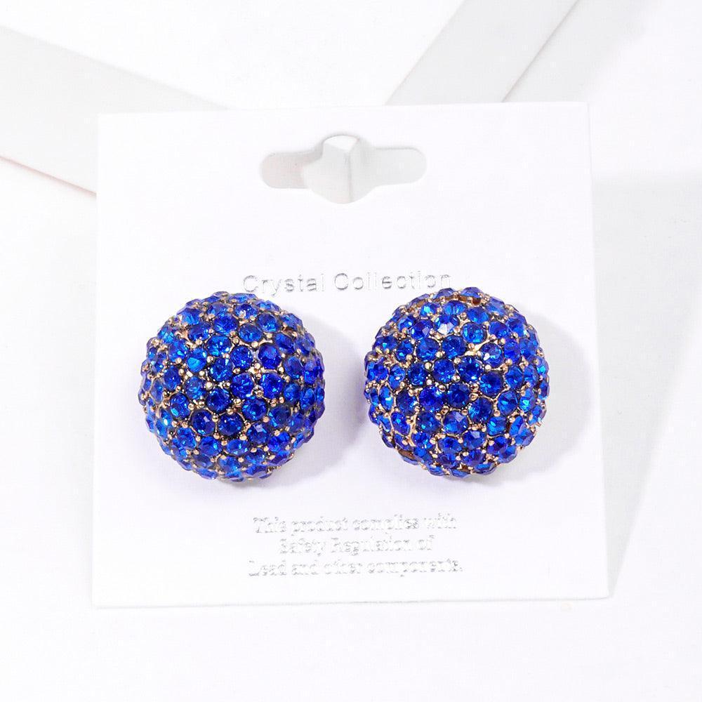 Rhinestone Embellished Dome Stud Evening Earrings - Jewelry Store by Erik Rayo