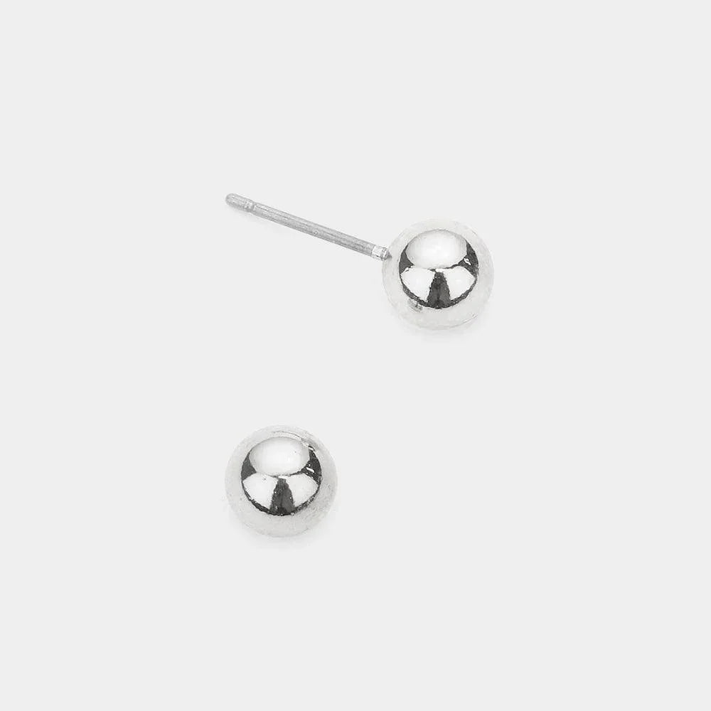 Silver Metal Ball Stud Earrings - Jewelry Store by Erik Rayo