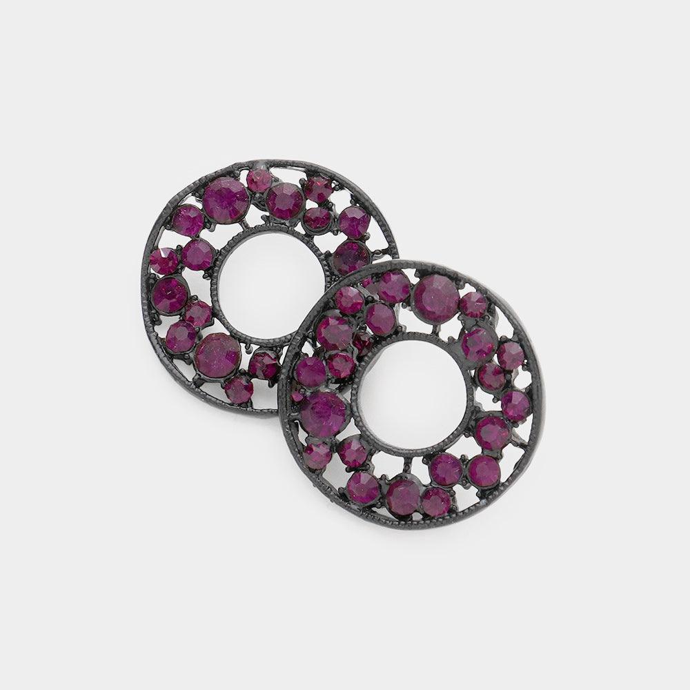 Amethyst Pave Rhinestone Wheel Earrings - Jewelry Store by Erik Rayo