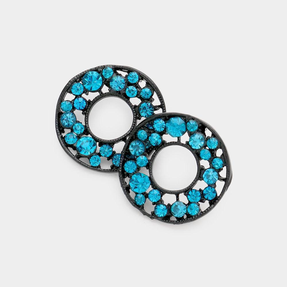 Blue Pave Rhinestone Wheel Earrings - Jewelry Store by Erik Rayo