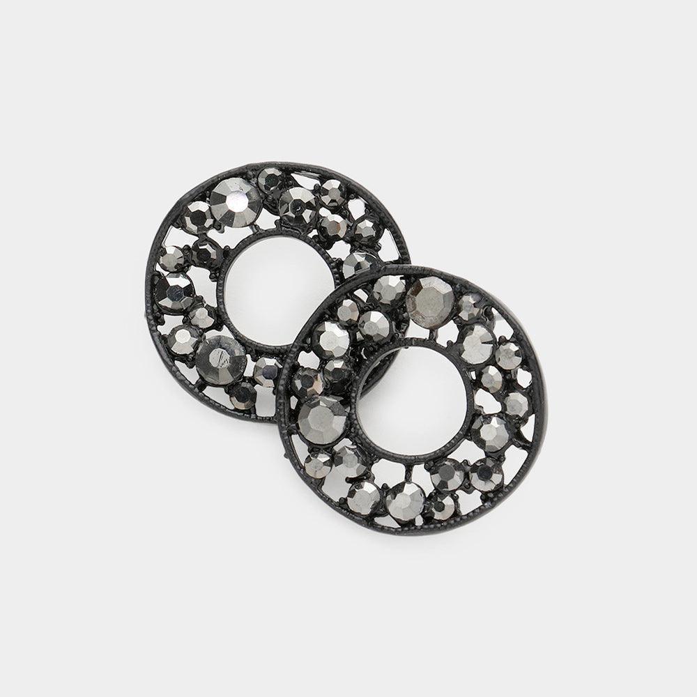Hematite Pave Rhinestone Wheel Earrings - Jewelry Store by Erik Rayo