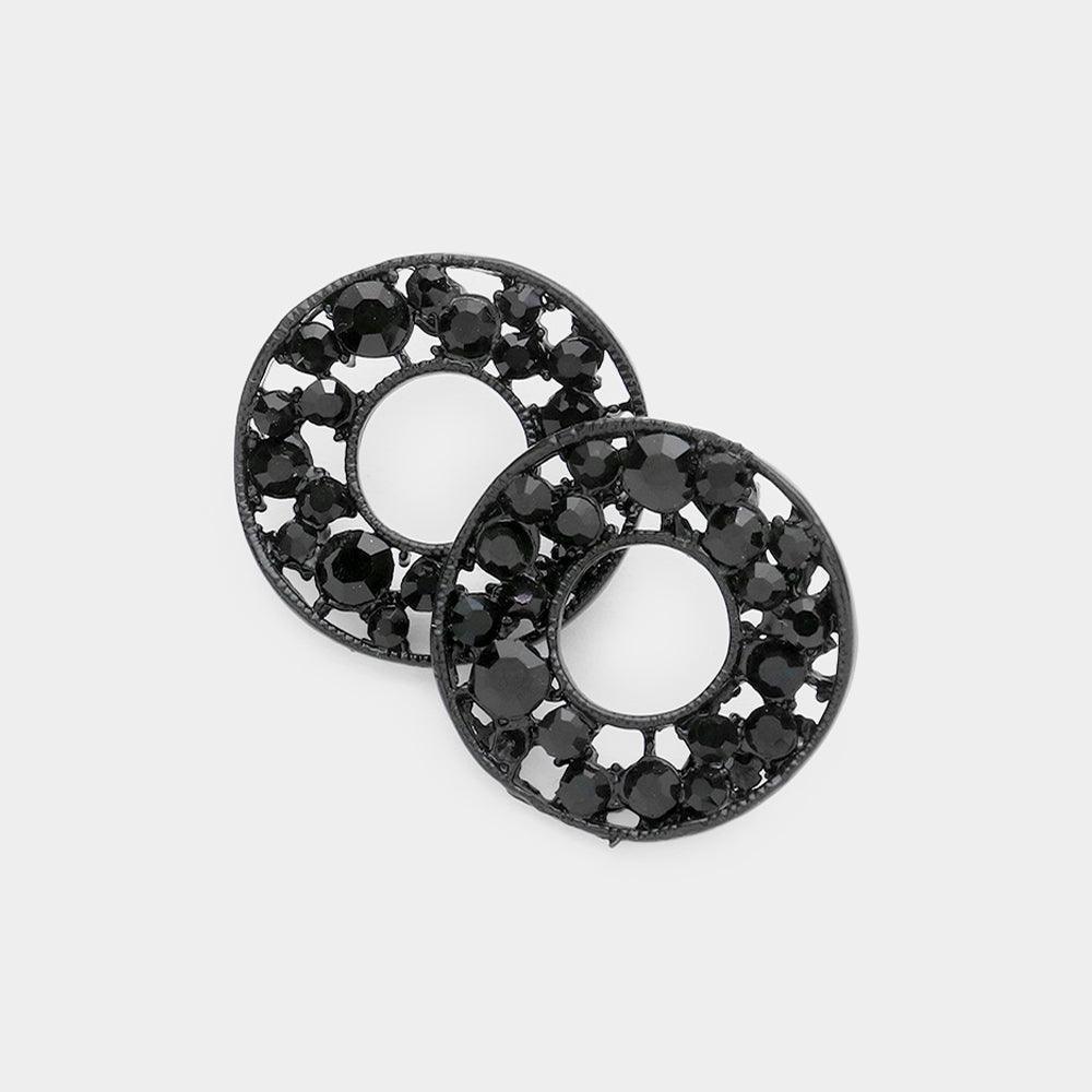 Black Pave Rhinestone Wheel Earrings - Jewelry Store by Erik Rayo