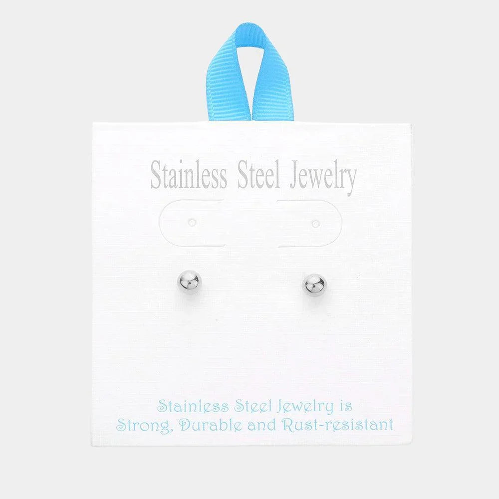 Stainless Steel 0.25 Inch Metal Ball Stud Earrings - Jewelry Store by Erik Rayo