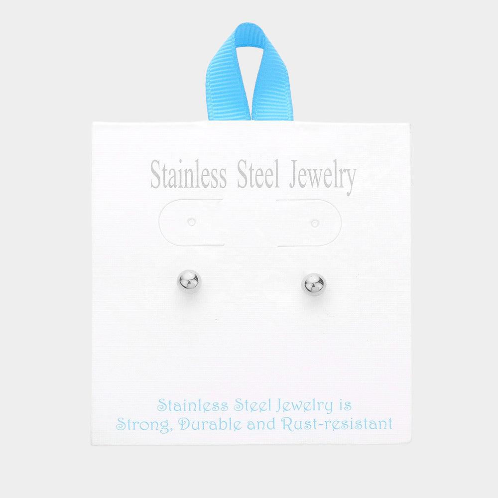 Stainless Steel 0.25 Inch Metal Ball Stud Earrings