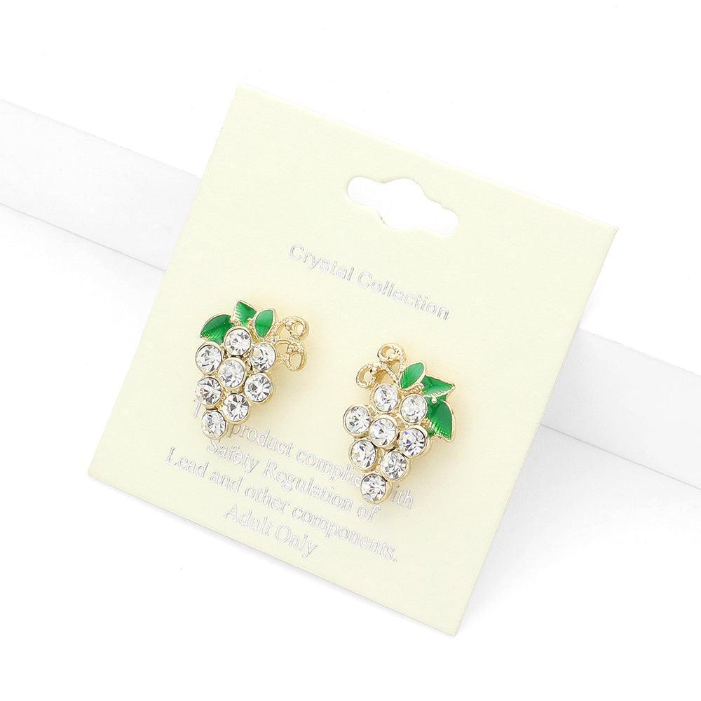 Clear Crystal Enamel Grape Stud Earrings - Jewelry Store by Erik Rayo
