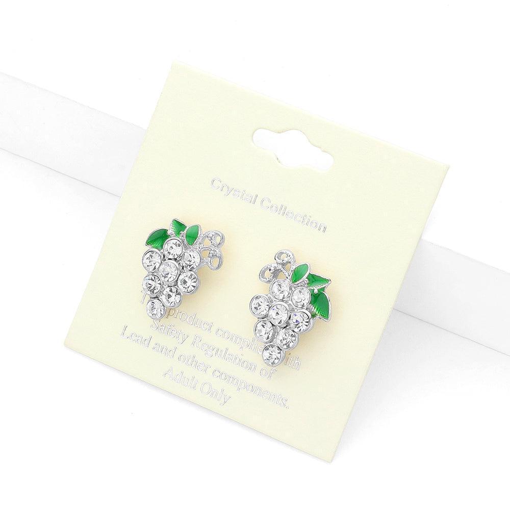 Clear Crystal Enamel Grape Stud Earrings - Jewelry Store by Erik Rayo
