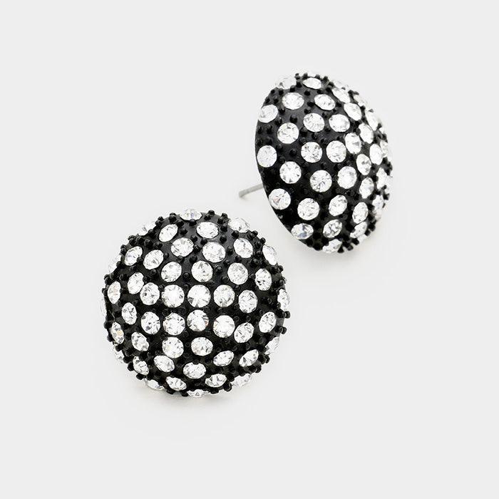 Clear Rhinestone Embellished Dome Stud Earrings - Jewelry Store by Erik Rayo