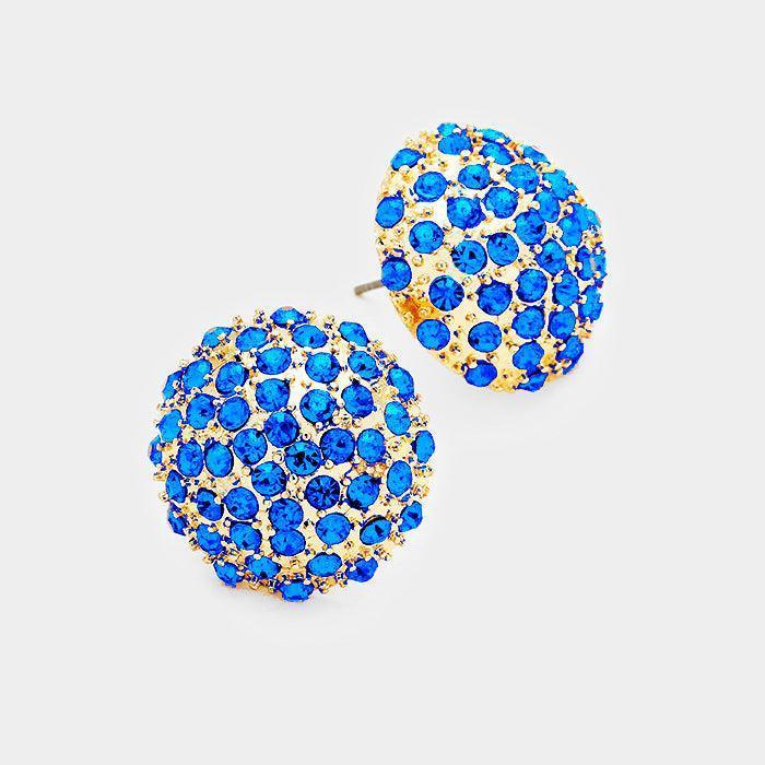 Rhinestone Embellished Dome Stud Earrings - Jewelry Store by Erik Rayo