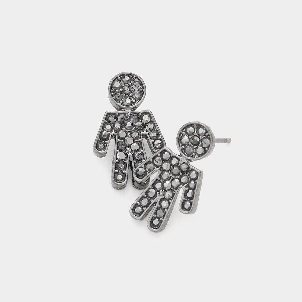 Rhinestone Embellished Boy Stud Earrings - Jewelry Store by Erik Rayo