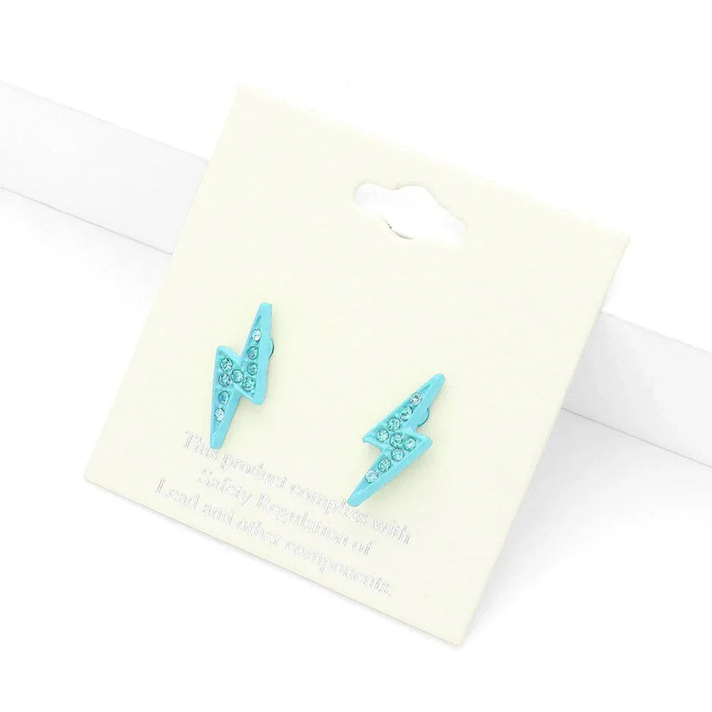 Crystal Paved Lightning Stud Earrings - Jewelry Store by Erik Rayo
