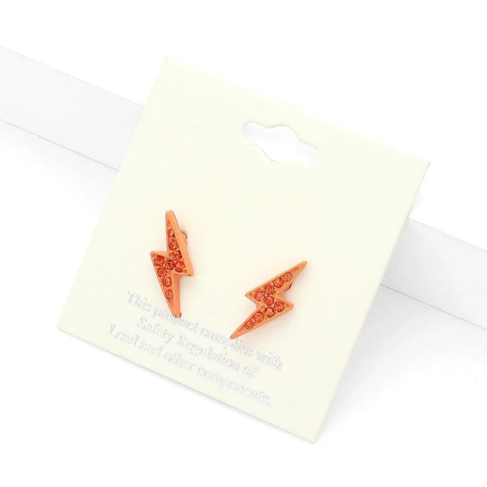 Crystal Pave Lightning Stud Earrings - Jewelry Store by Erik Rayo