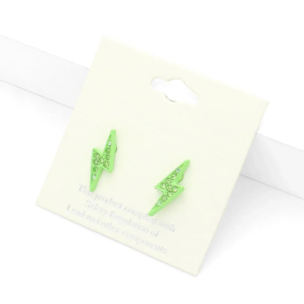 Crystal Paved Lightning Stud Earrings - Jewelry Store by Erik Rayo