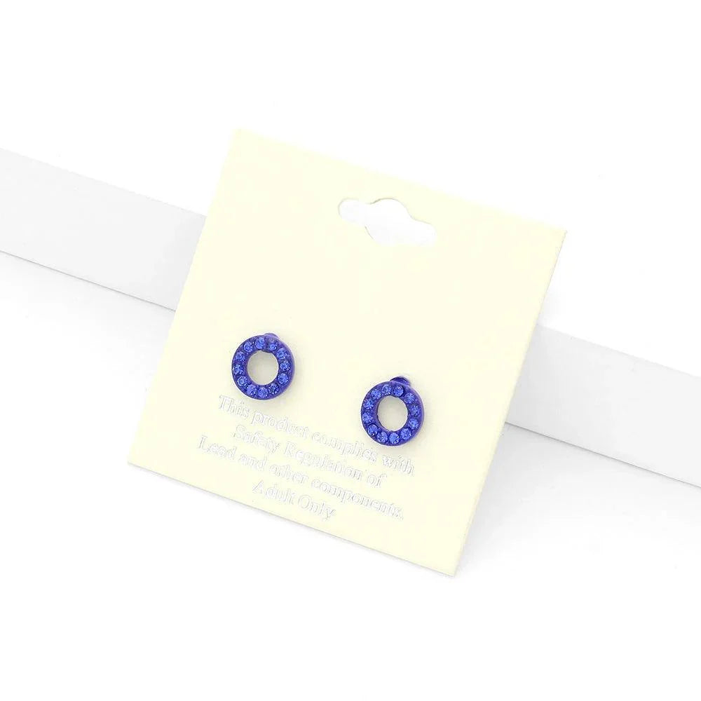 Rhinestone Embellished Open Circle Stud Earrings - Jewelry Store by Erik Rayo