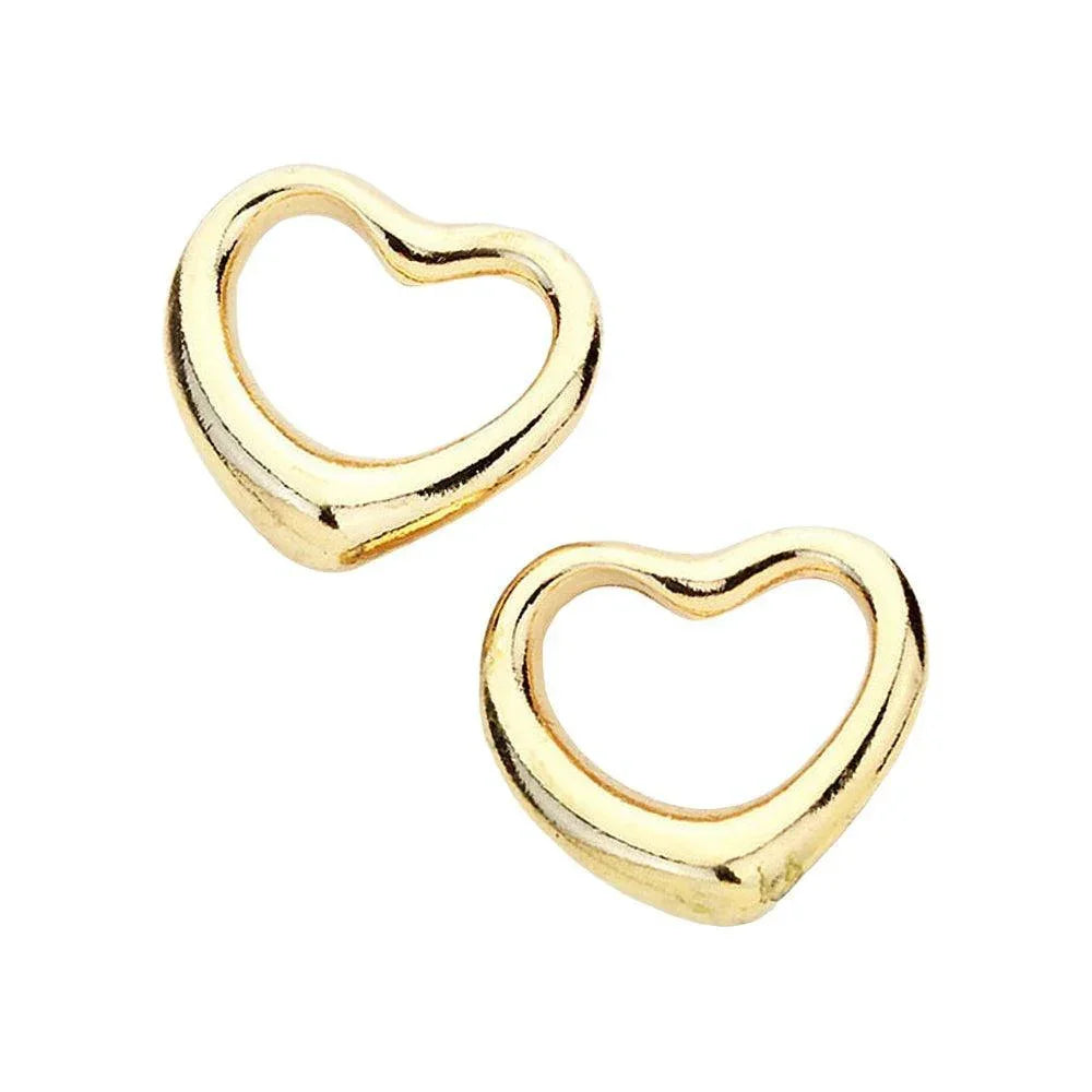 Gold Metal heart outline stud earrings - Jewelry Store by Erik Rayo