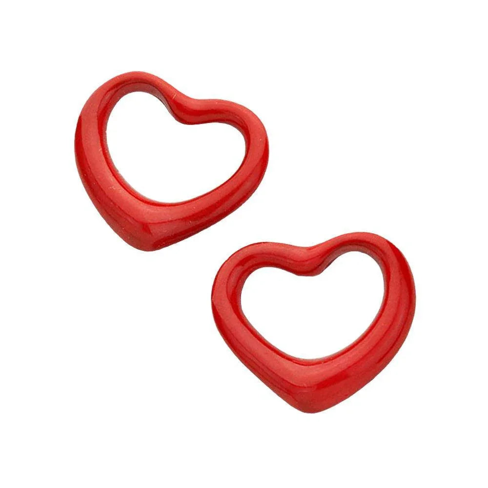 Red Heart outline stud earrings - Jewelry Store by Erik Rayo