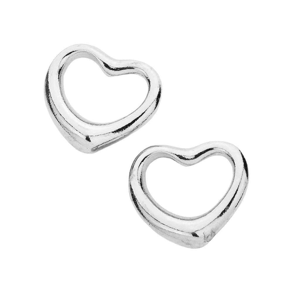 Metal Heart Outline Stud Earrings