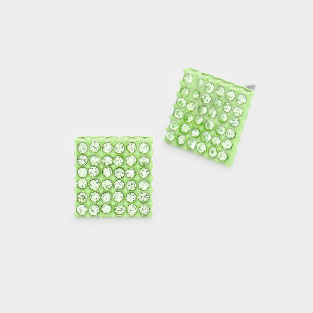 Crystal Square Stud Earrings - Jewelry Store by Erik Rayo
