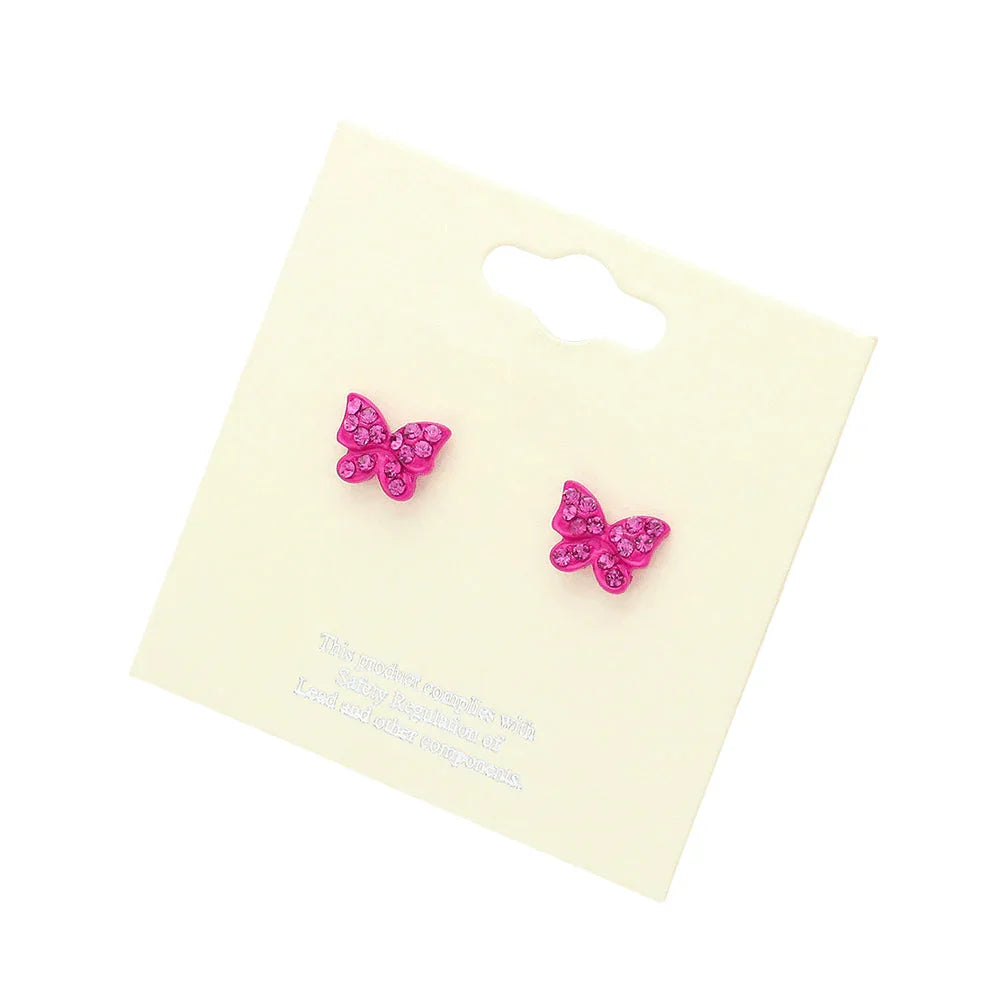 Red Crystal Butterfly Stud Post Earrings - Jewelry Store by Erik Rayo