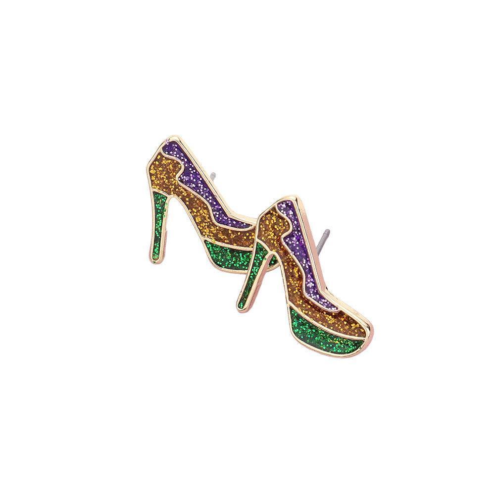Enamel Mardi Gras High Heel Stud Earrings - Jewelry Store by Erik Rayo