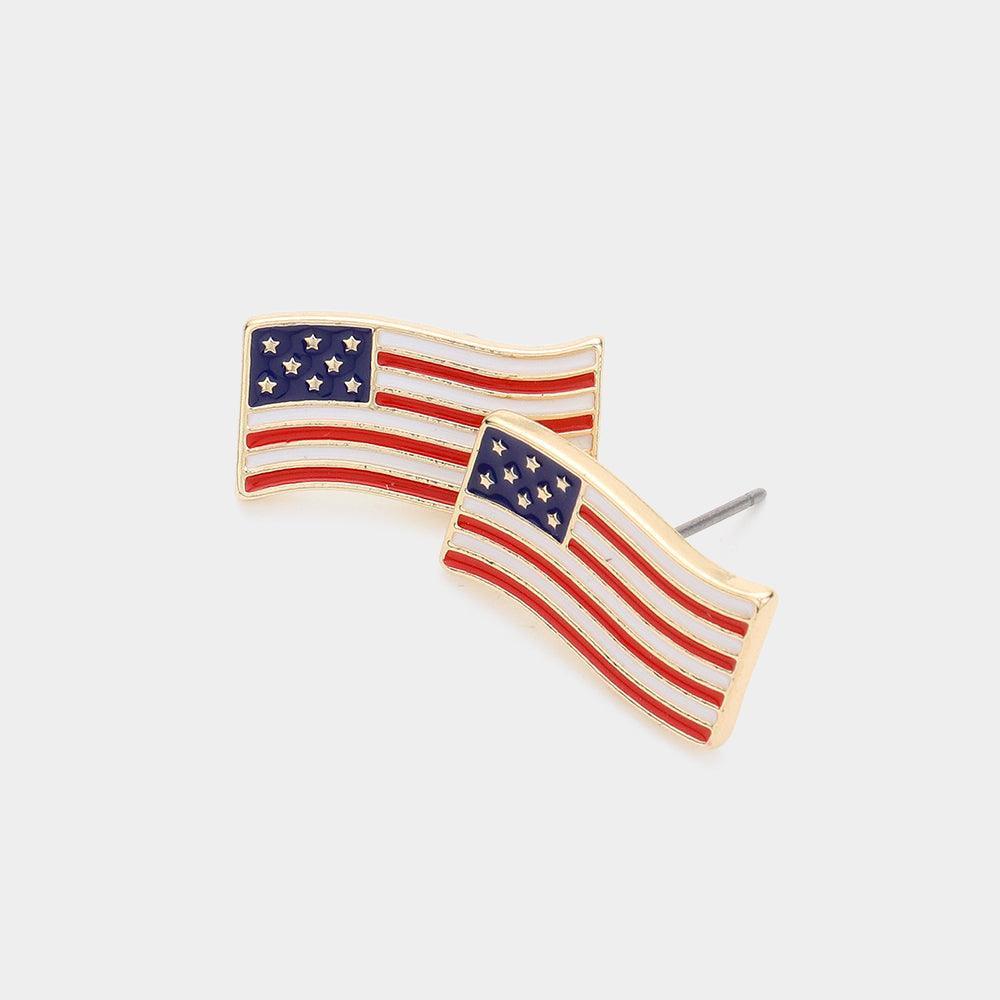 Enamel American USA Flag Stud Earrings - Jewelry Store by Erik Rayo