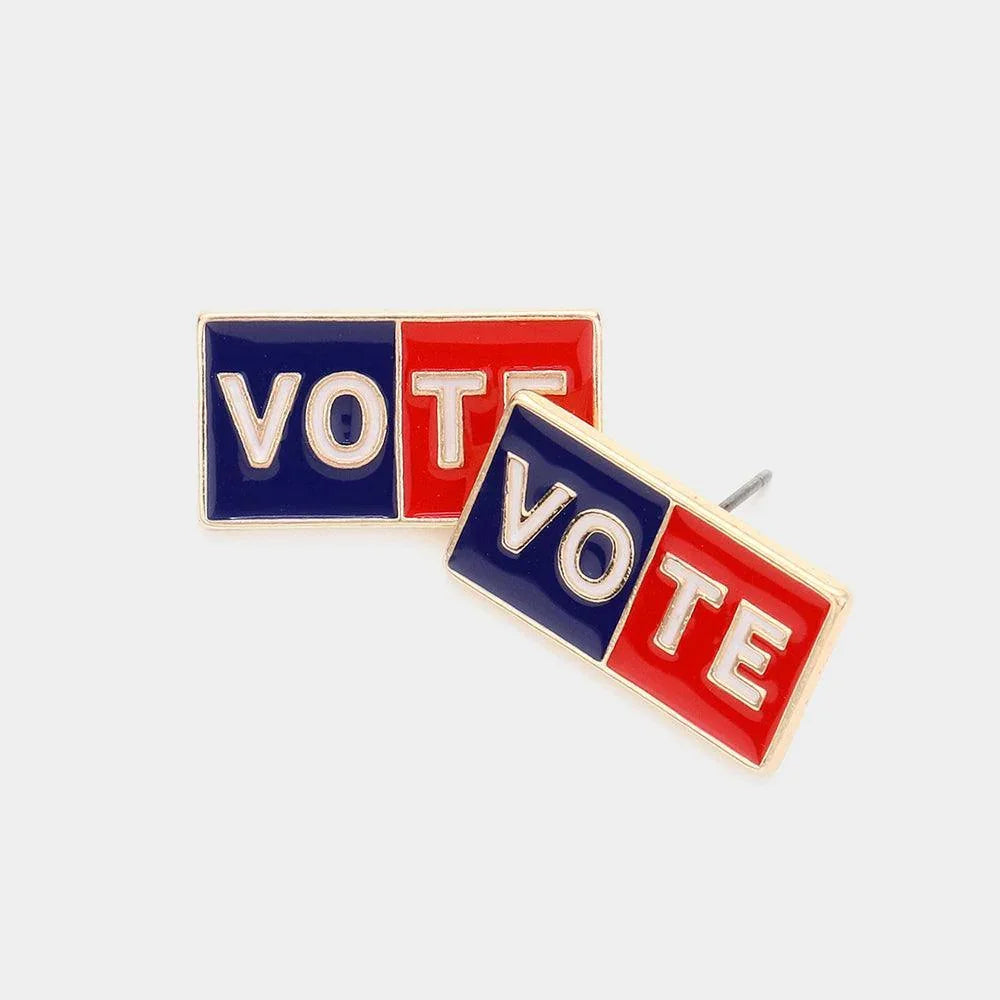 Enamel VOTE Message Stud Earrings - Jewelry Store by Erik Rayo