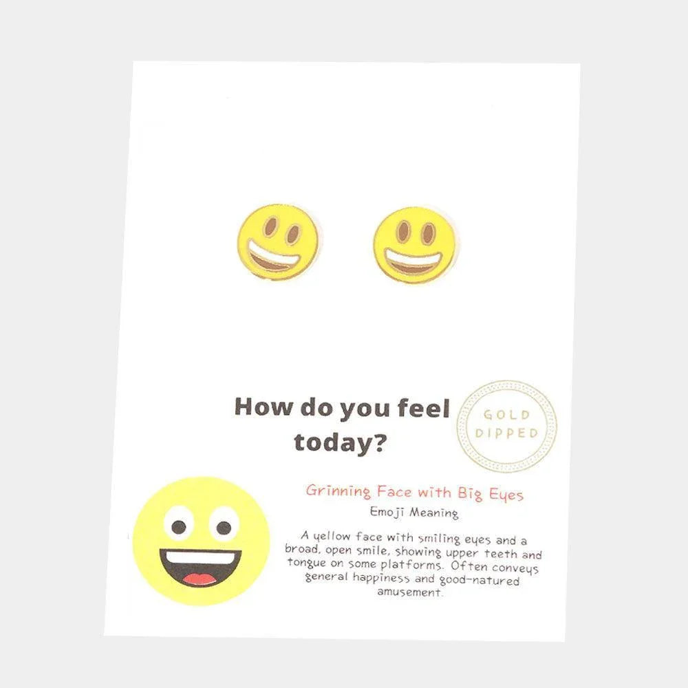 Gold Gold Dipped Emoji Enamel Metal Round Stud Earrings - Jewelry Store by Erik Rayo