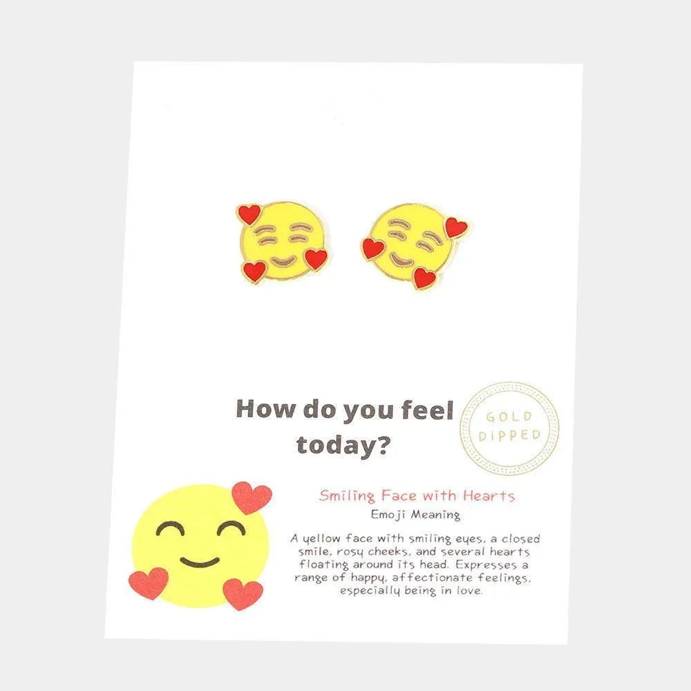 Gold Gold Dipped Emoji Enamel Metal Round Stud Earrings - Jewelry Store by Erik Rayo