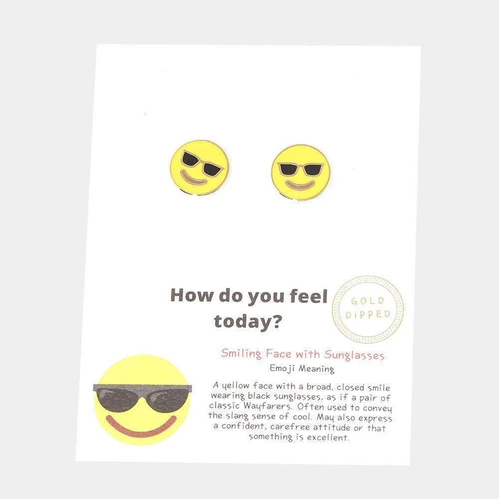 Gold Gold Dipped Emoji Enamel Metal Round Stud Earrings - Jewelry Store by Erik Rayo