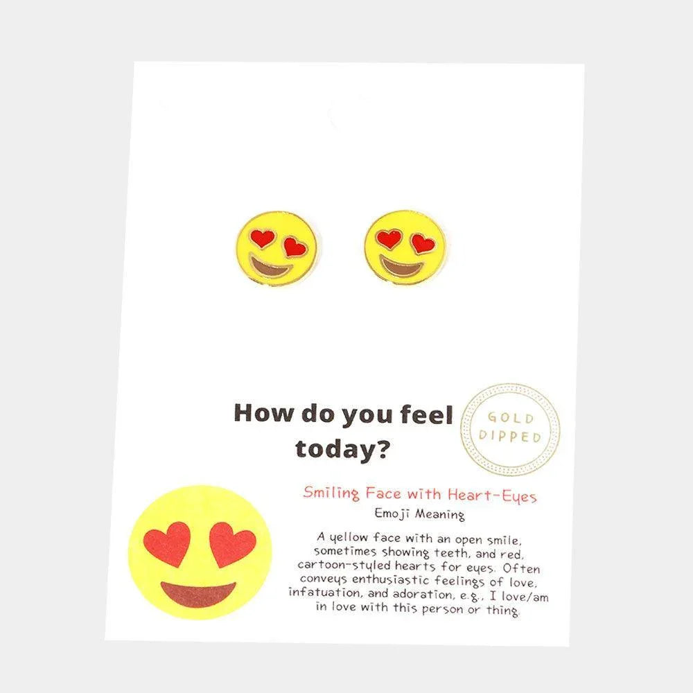 Gold Gold Dipped Emoji Enamel Metal Round Stud Earrings - Jewelry Store by Erik Rayo
