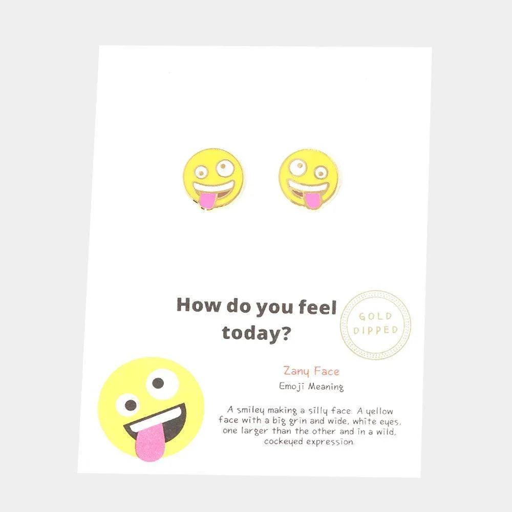Gold Gold Dipped Emoji Enamel Metal Round Stud Earrings - Jewelry Store by Erik Rayo