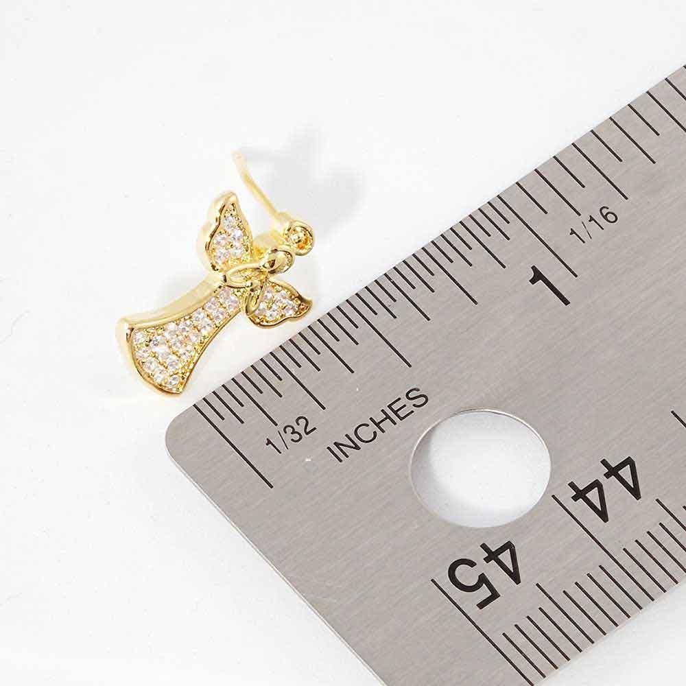 Silver Gold Dipped CZ Embellished Metal Angel Stud Earrings - Jewelry Store by Erik Rayo