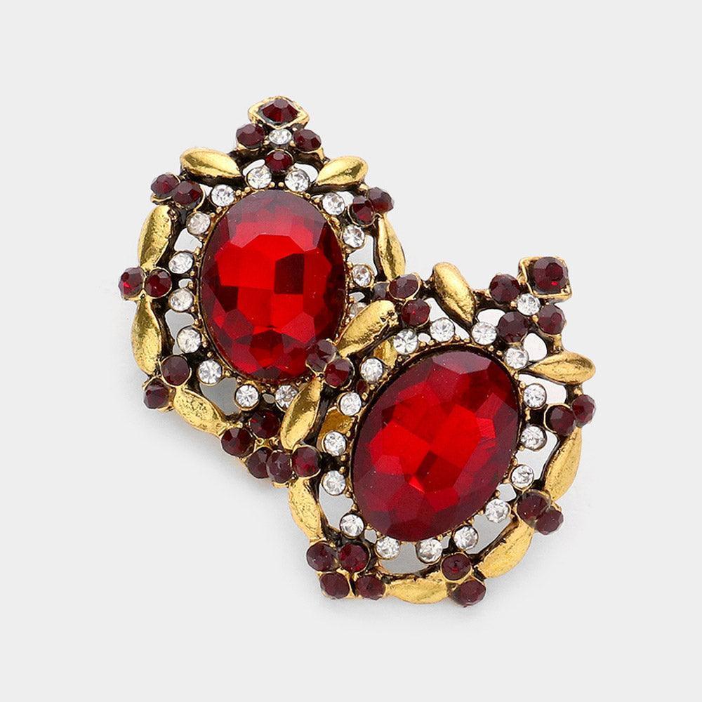 Oval Stone Accented Stud Evening Earrings - Jewelry Store by Erik Rayo