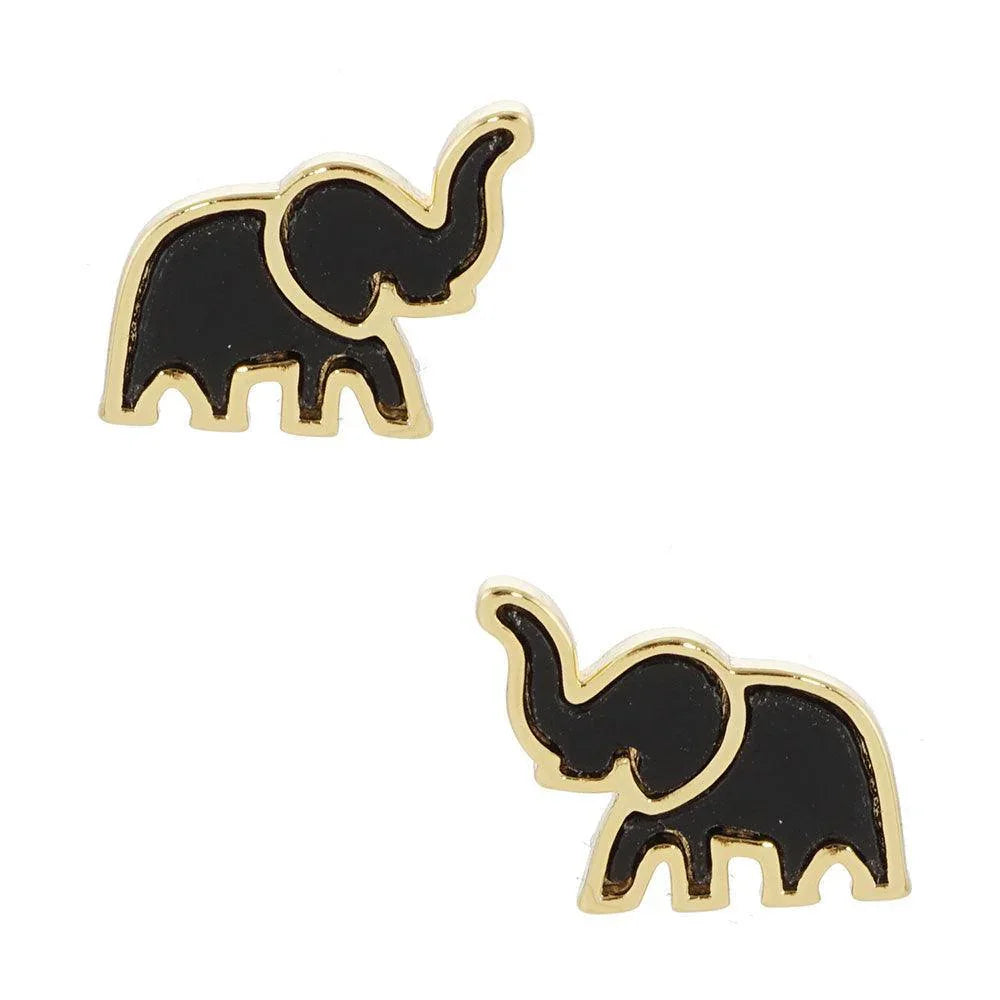 Silver Gold Dipped Enamel Elephant Stud Earrings - Jewelry Store by Erik Rayo