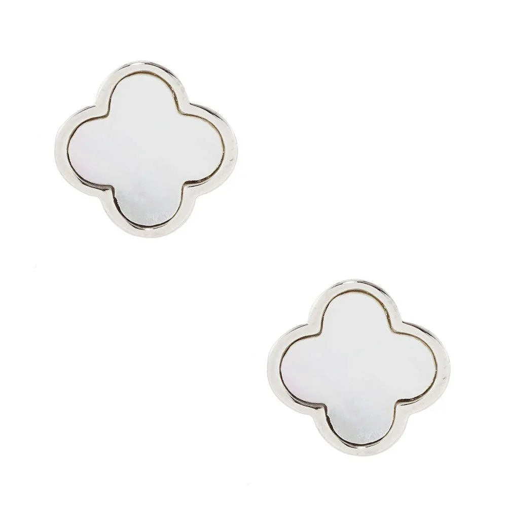 Gold White Gold Dipped Quatrefoil Stud Earrings - Jewelry Store by Erik Rayo