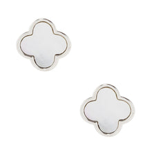 Load image into Gallery viewer, Gold White Gold Dipped Quatrefoil Stud Earrings
