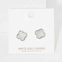 Load image into Gallery viewer, Gold White Gold Dipped Quatrefoil Stud Earrings
