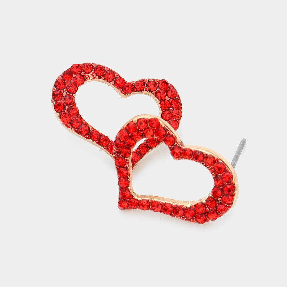 Crystal Heart Cut out Stud Earrings - Jewelry Store by Erik Rayo