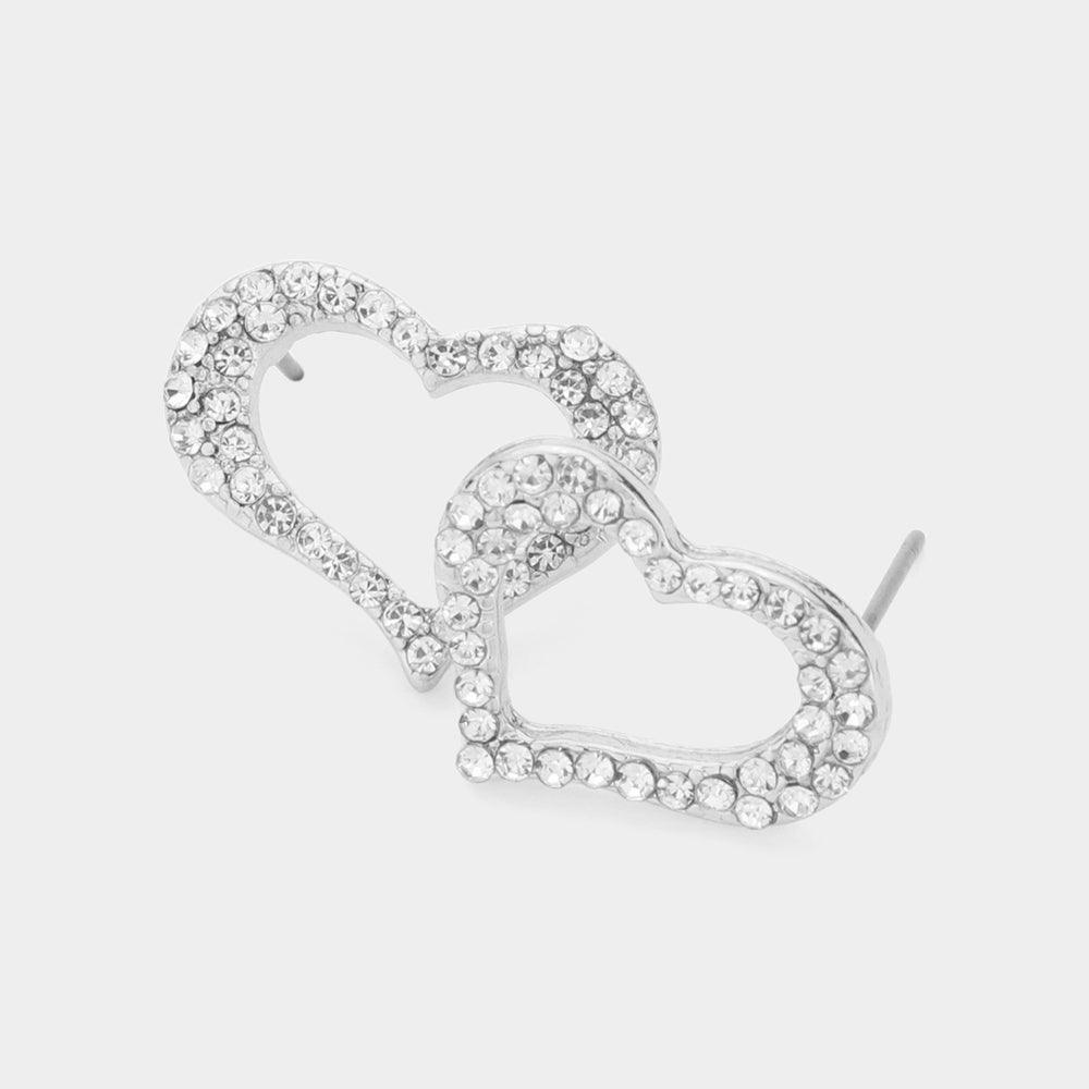 Crystal Heart Cut out Stud Earrings - Jewelry Store by Erik Rayo