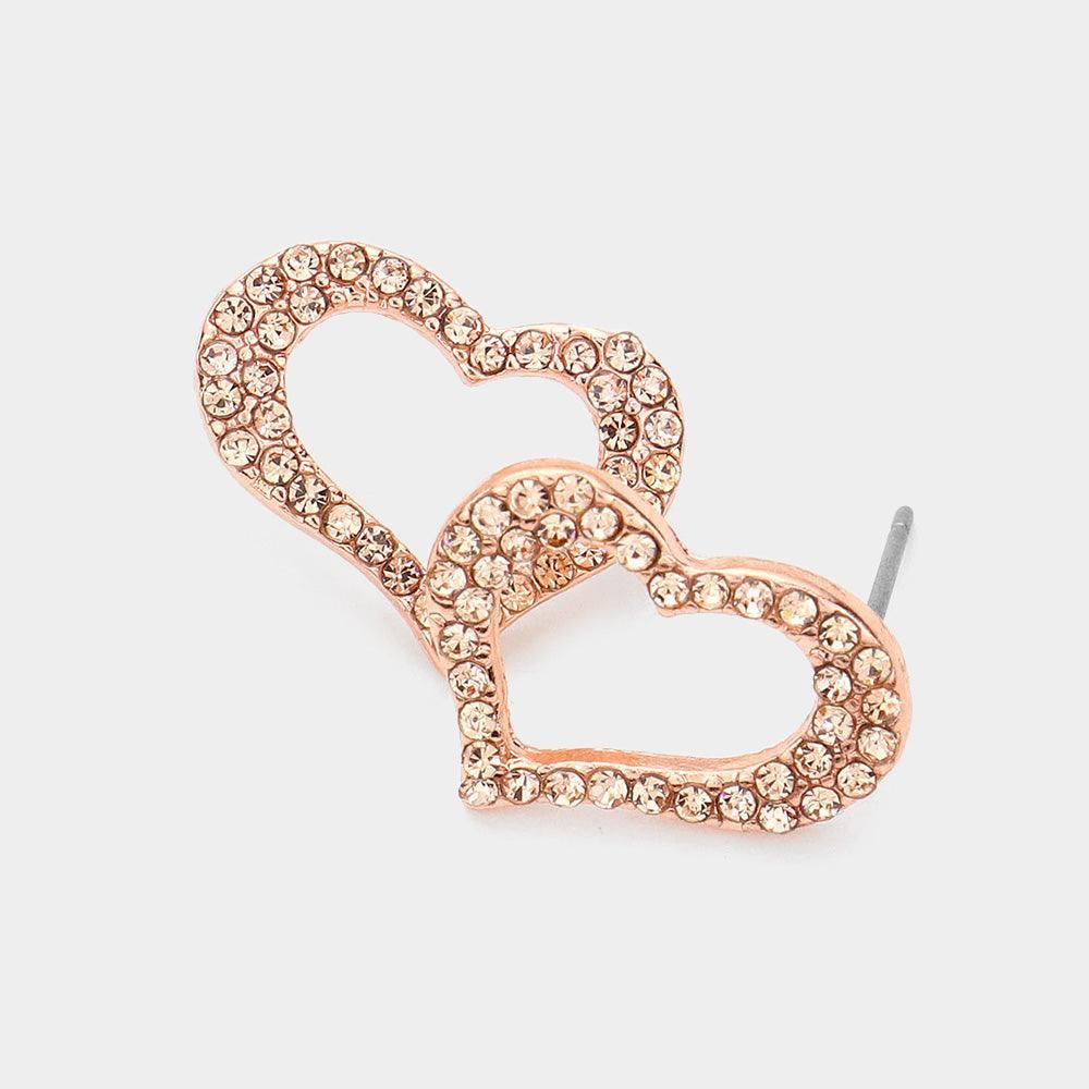 Crystal Heart Cut out Stud Earrings - Jewelry Store by Erik Rayo