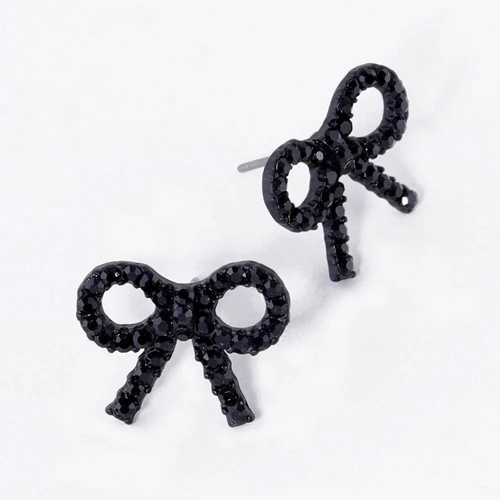 Black Pearl Ribbon Stud Earrings - Jewelry Store by Erik Rayo