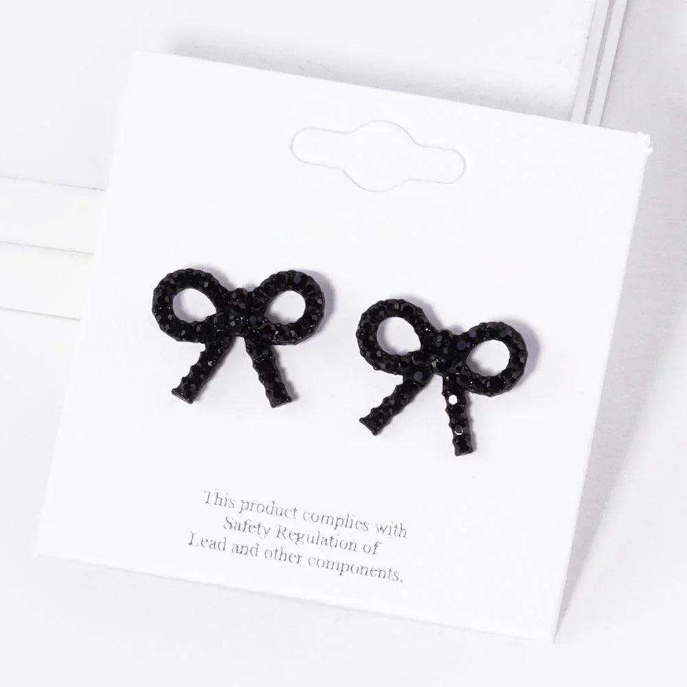 Black Pearl Ribbon Stud Earrings - Jewelry Store by Erik Rayo