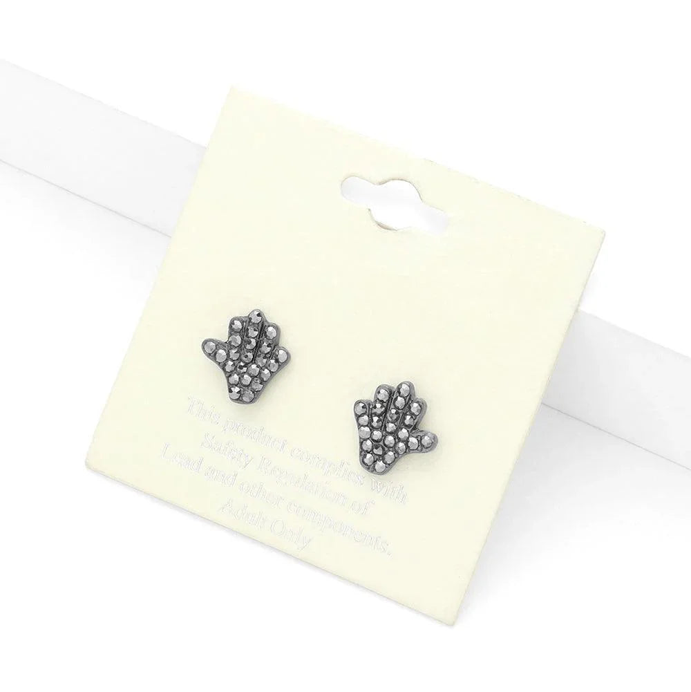 Rhinestone Paved Hand Stud Earrings - Jewelry Store by Erik Rayo