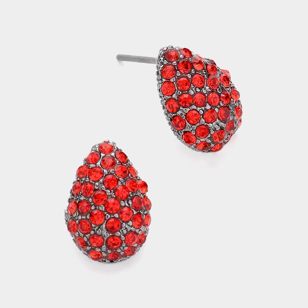 Rhinestone Paved Teardrop Stud Earrings - Jewelry Store by Erik Rayo