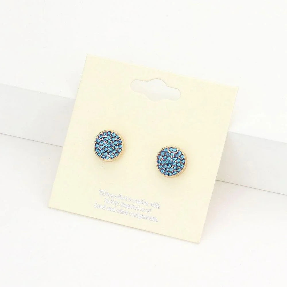 Gold Round Dic Pave Stud Earrings - Jewelry Store by Erik Rayo