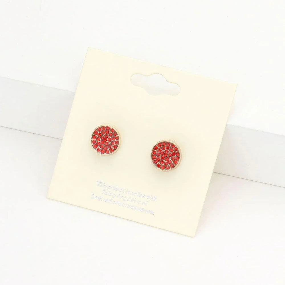Rhinestone Pave Round Disc Stud Earrings - Jewelry Store by Erik Rayo