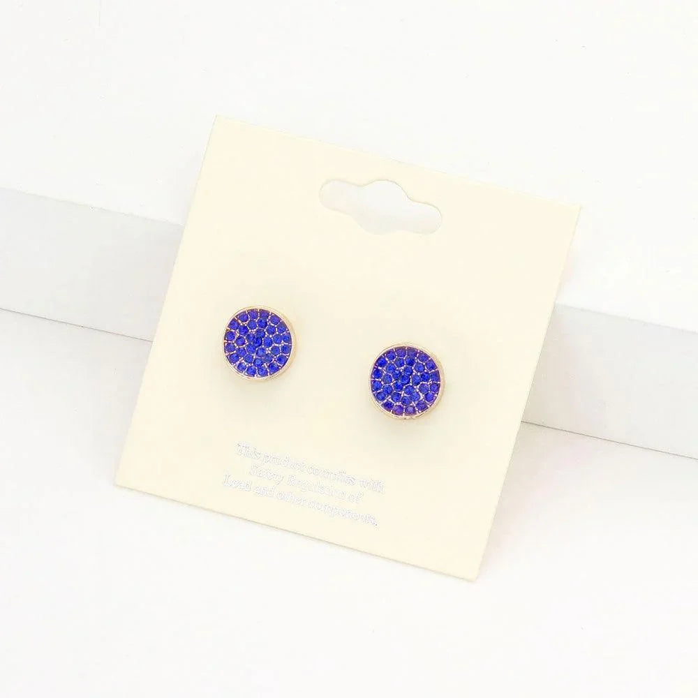 Rhinestone Pave Round Disc Stud Earrings - Jewelry Store by Erik Rayo