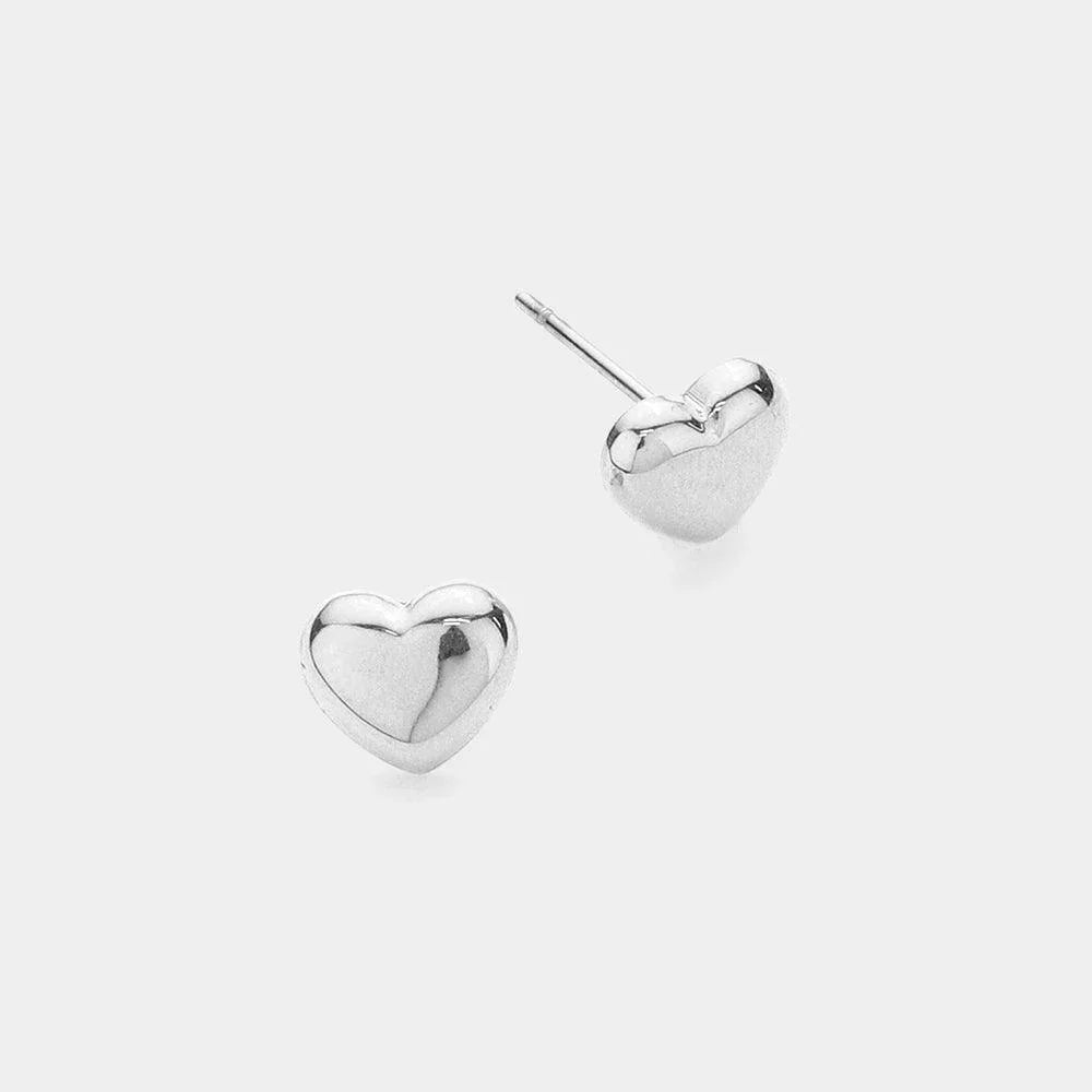 Stainless Steel Heart Stud Earrings - Jewelry Store by Erik Rayo